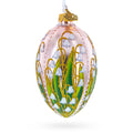 Lily of the Valley on Frosted Rose Egg Glass Ornament 4 Inches