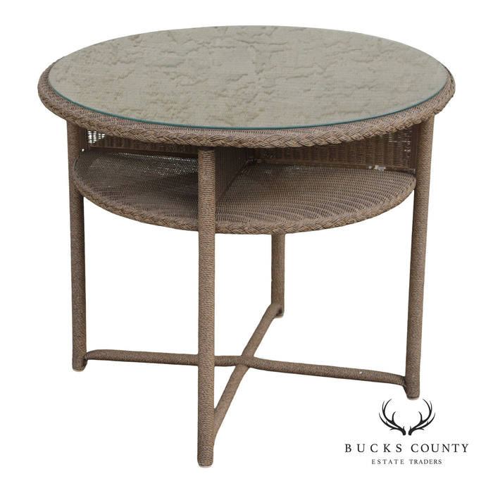 Lloyd Loom Round Glass Top Wicker Patio Table