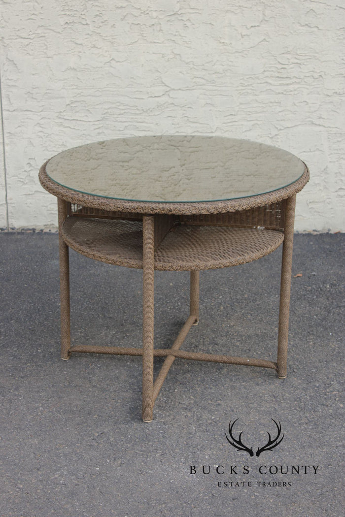 Lloyd Loom Round Glass Top Wicker Patio Table