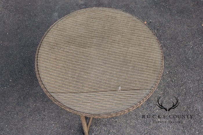 Lloyd Loom Round Glass Top Wicker Patio Table