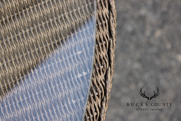 Lloyd Loom Round Glass Top Wicker Patio Table