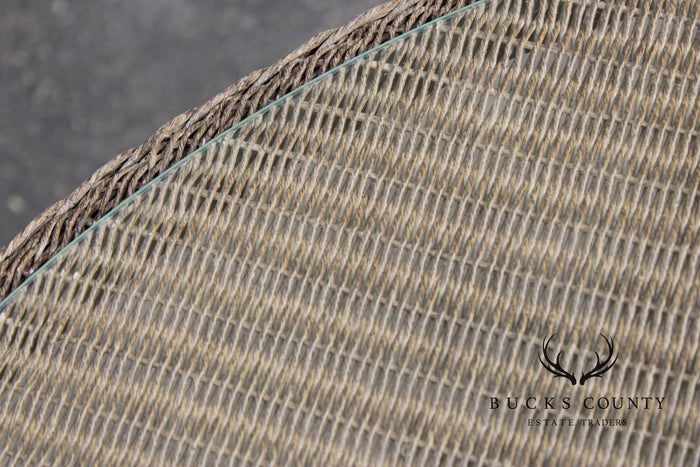 Lloyd Loom Round Glass Top Wicker Patio Table
