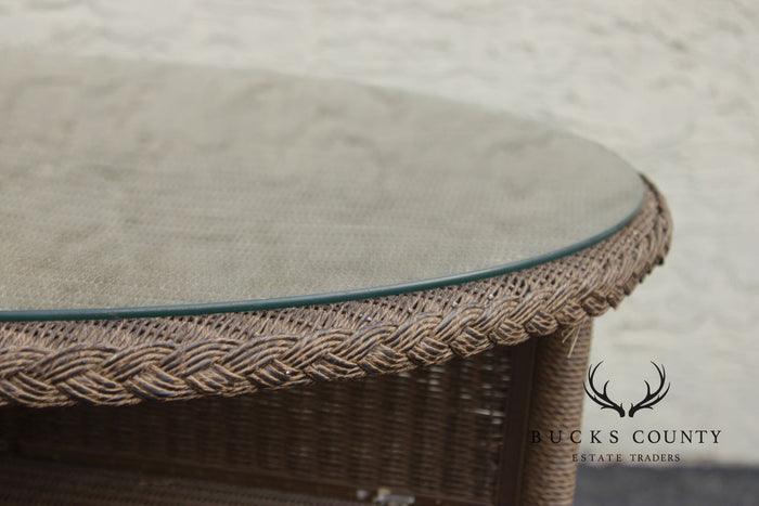 Lloyd Loom Round Glass Top Wicker Patio Table