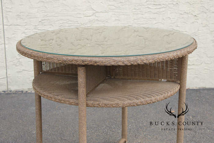 Lloyd Loom Round Glass Top Wicker Patio Table