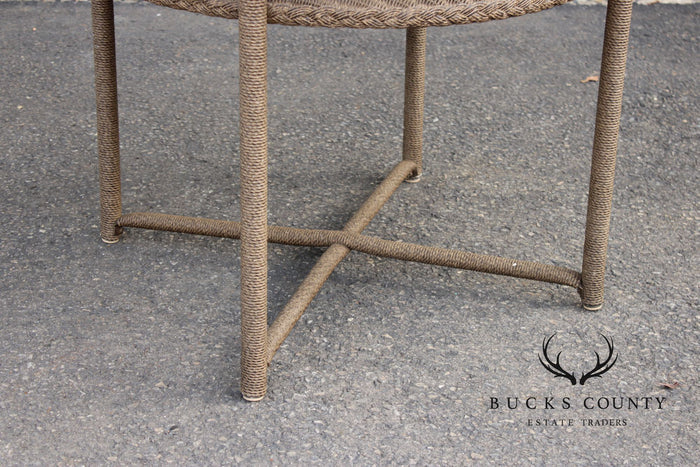 Lloyd Loom Round Glass Top Wicker Patio Table