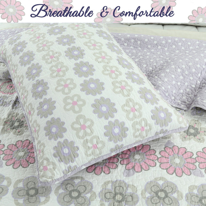Lola Floral Cotton Reversible Quilt Bedding Set