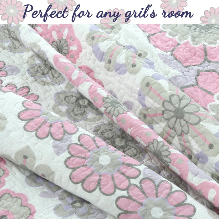 Lola Floral Cotton Reversible Quilt Bedding Set