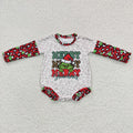 LR0279 Green Frog Leopard Print Baby Girls Merry Christmas Romper