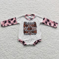 LR0280 Football Season Print Baby Girls Romper