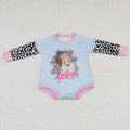 LR0462 Santa Believe Leopard Print Baby Girls Christmas Romper