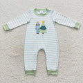 LR0479 Nutcracke* Soldier Embroidery Stripes Baby Boys Christmas Romper