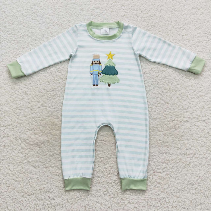 LR0479 Nutcracke* Soldier Embroidery Stripes Baby Boys Christmas Romper