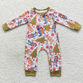 LR0513 Cartoon Dog Tree Print Baby Boys Christmas Zipper Sleeper Romper