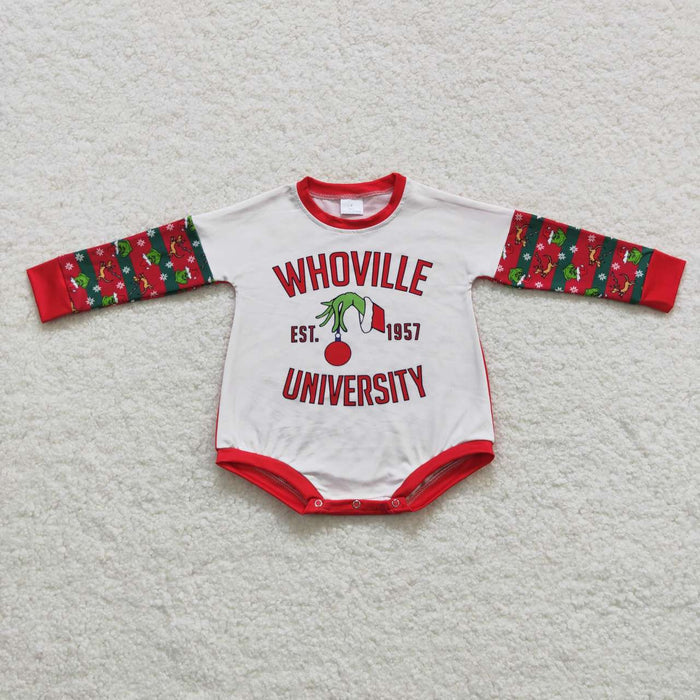LR0539 Green Frog Print Baby Girls Christmas Romper