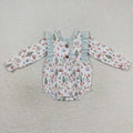 LR0556 Snowman Candy House Print Baby Girls Christmas Ruffle Romper