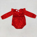 LR0713 Red Velvet Baby Girls Christmas Romper