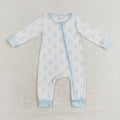 LR1125 Ghost Blue Print Baby Boys Halloween Zipper Sleeper Romper