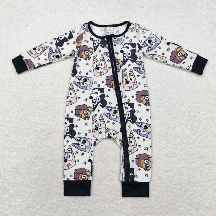 LR1173 Cartoon Dog Stars Print Baby Zipper Sleeper Romper