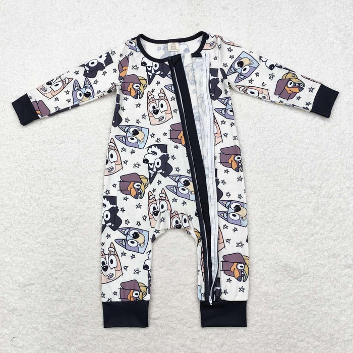 LR1173 Cartoon Dog Stars Print Baby Zipper Sleeper Romper