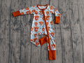 LR1787 Baby Girls Highland Cow Long Long Sleeve Zipepr Romper Preorder