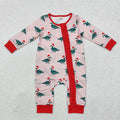 LR1862 Duck Print Baby Girls Christmas Bamboo Zipper Sleeper Romper