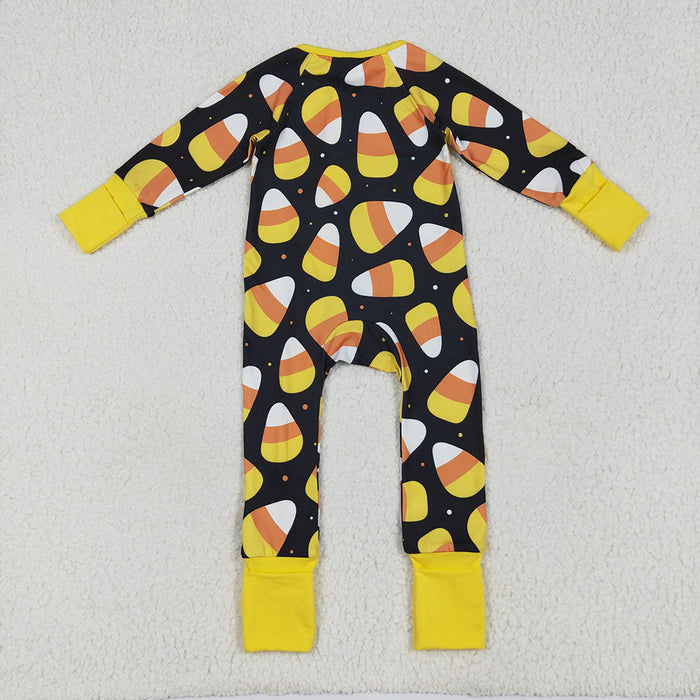 LR2198  Candy Print Baby Halloween Zipper Sleeper Romper