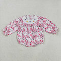 LR2216 Ghost Candy Embroidery Bows Print Baby Girls Halloween Smocked Romper