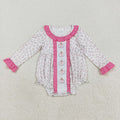 LR2220 Pumpkin Embroidery Leopard Baby Girls Fall Romper
