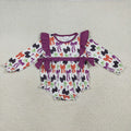 LR2285 Colorful Bows Print Baby Girls Halloween Romper