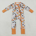 LR2444  Pumpkin Farm Animals Baby Boys Halloween Zipper Sleeper Romper