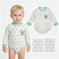 LR3003 Deer Embroidery Pocket Checkered Print Baby Boys Long Sleeve Romper