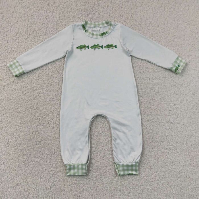 LR3006 Baby Boys Fish Print Long Sleeve Romper
