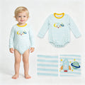 LR3063 Space Cosmic Embroidery Stripe Baby Boys Long Sleeve Romper