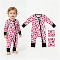 LR3069 Pumpkin Bows Pink Baby Girls Fall Zipper Sleeper Romper