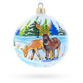 Majestic Deer in Winter Forest Glass Ball Christmas Ornament 4 Inches