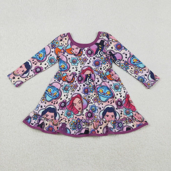 Mama and Me Girls Cartoon Demon Hunter Pant Pajamas Sets Ruffle Knee Length Dress Zip Rompers