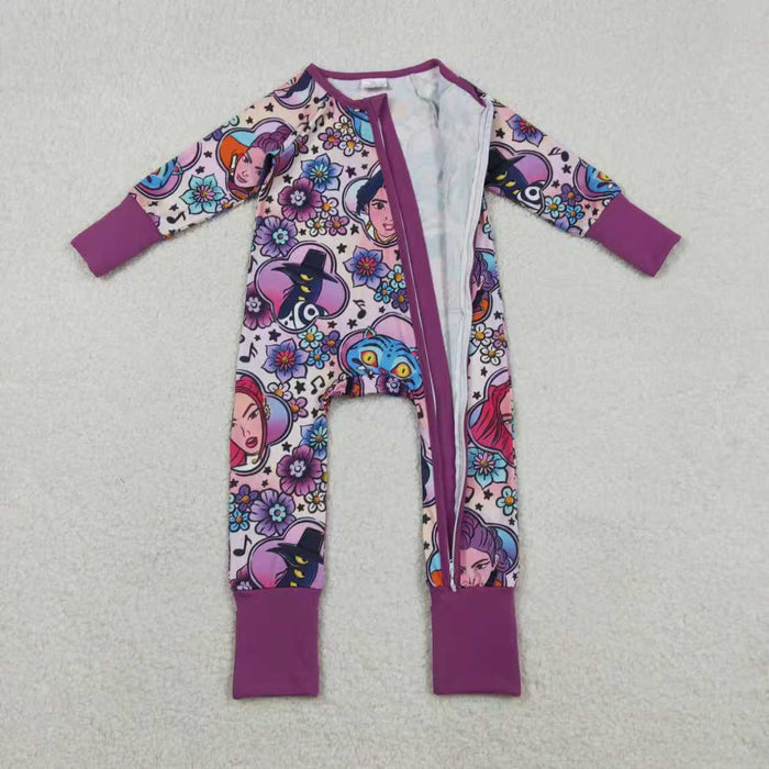 Mama and Me Girls Cartoon Demon Hunter Pant Pajamas Sets Ruffle Knee Length Dress Zip Rompers