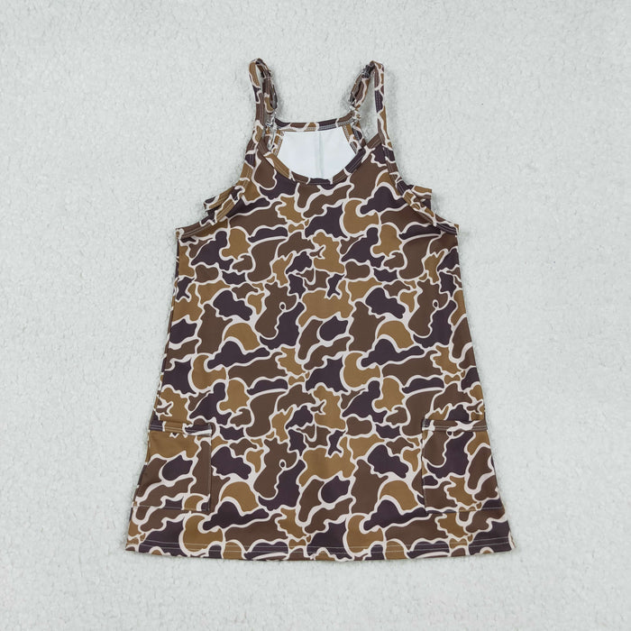 Mama And Me Strap Camo Pockets Yoga Shorts Dresses