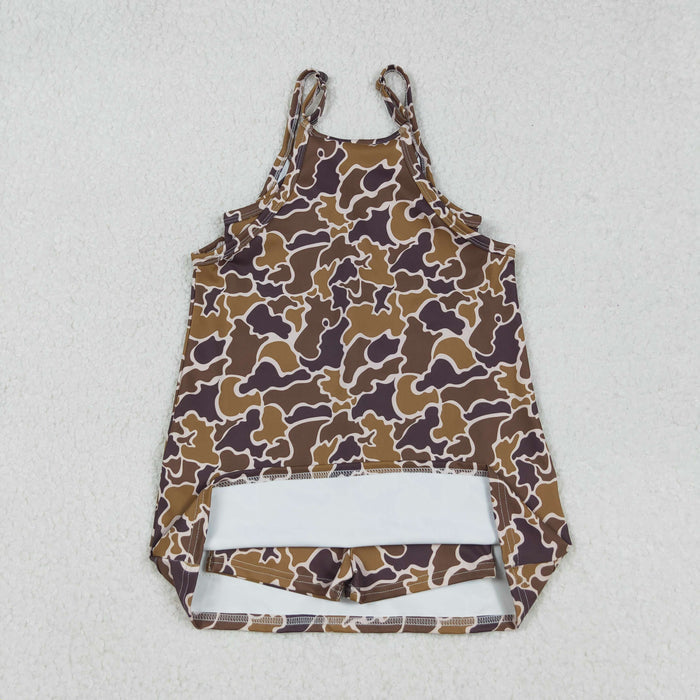 Mama And Me Strap Camo Pockets Yoga Shorts Dresses