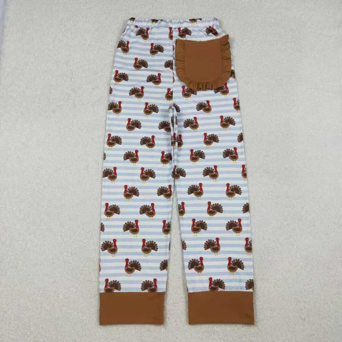 Mama and Me Thanksgiving Turkey Pajamas Pants Bottom Zipper Footie Rompers