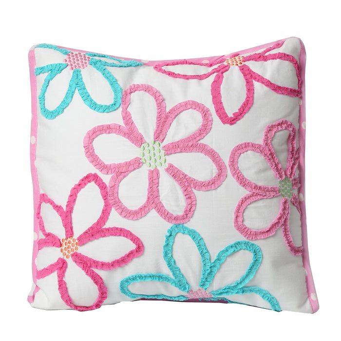 Mariah Floral Pink Polka Dot Reversible Comforter Set with Decor Pillows