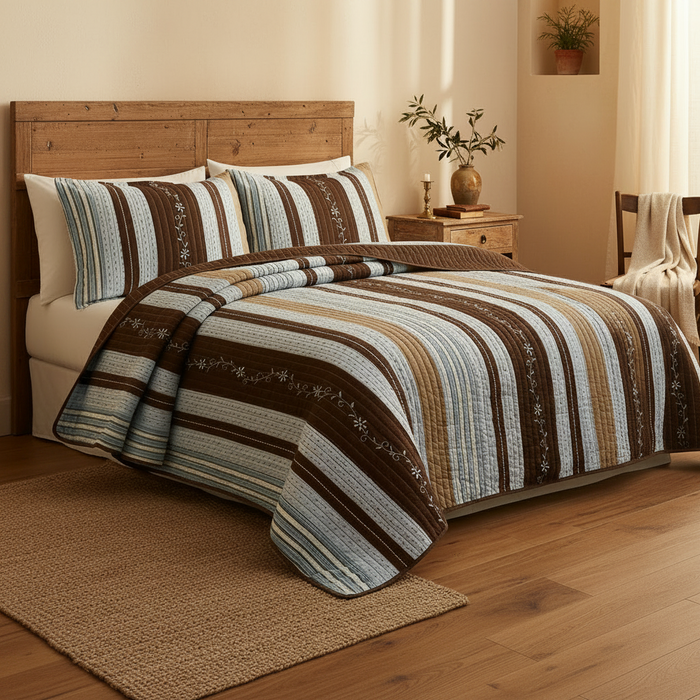 Mary Ann - Cotton - 3-piece Reversible Quilt Bedding Set