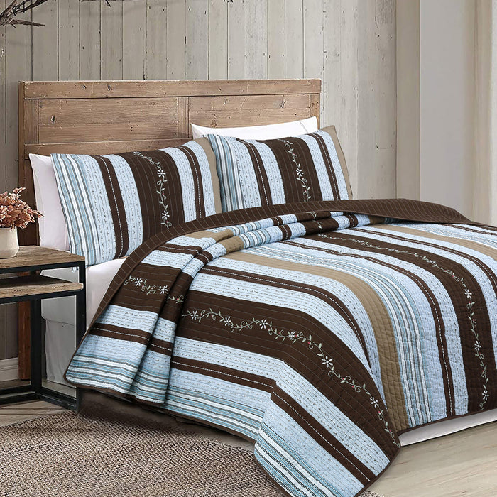 Mary Ann - Cotton - 3-piece Reversible Quilt Bedding Set