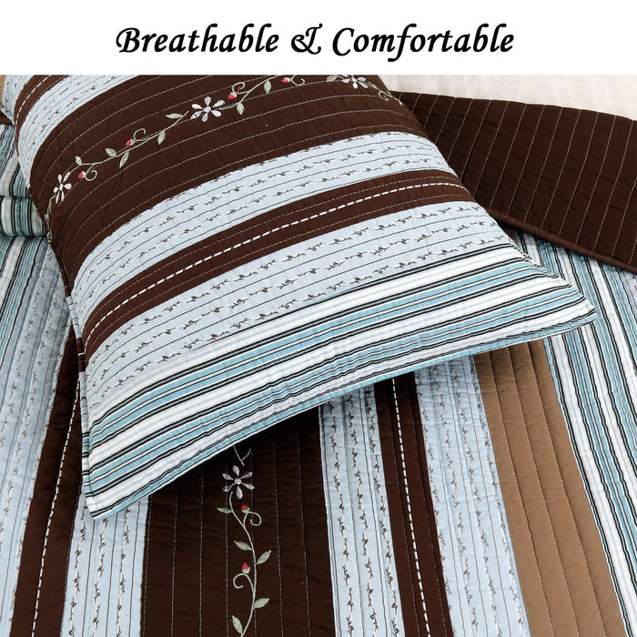 Mary Ann - Cotton - 3-piece Reversible Quilt Bedding Set
