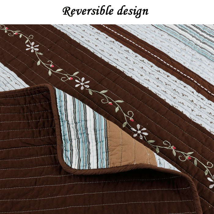 Mary Ann - Cotton - 3-piece Reversible Quilt Bedding Set