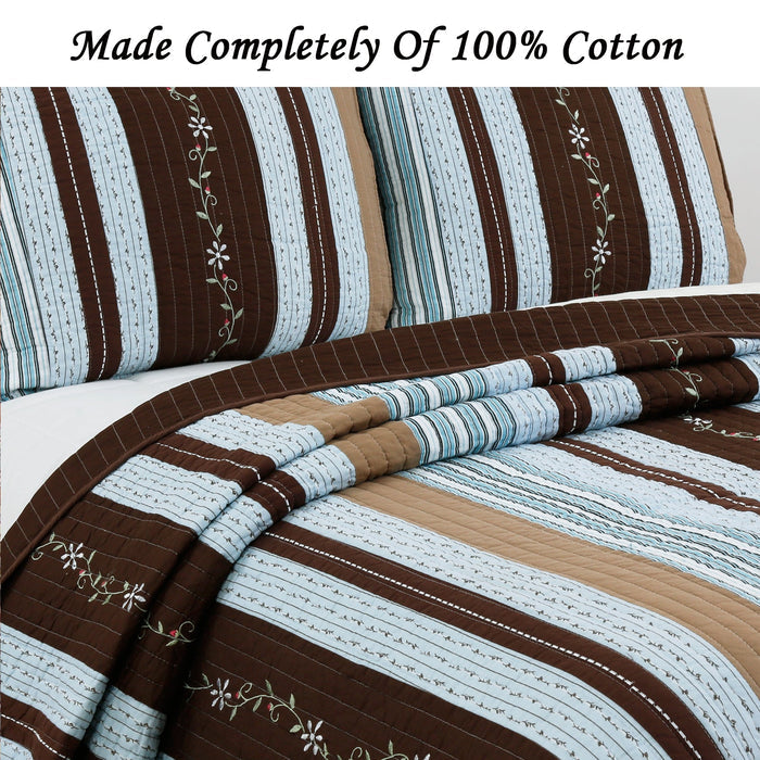 Mary Ann - Cotton - 3-piece Reversible Quilt Bedding Set