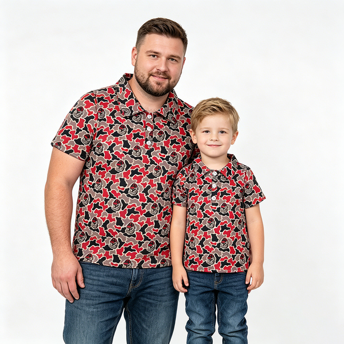 Matching Father & Son Polo Shirts - Sport Team Georgia Camo Short Sleeve Top