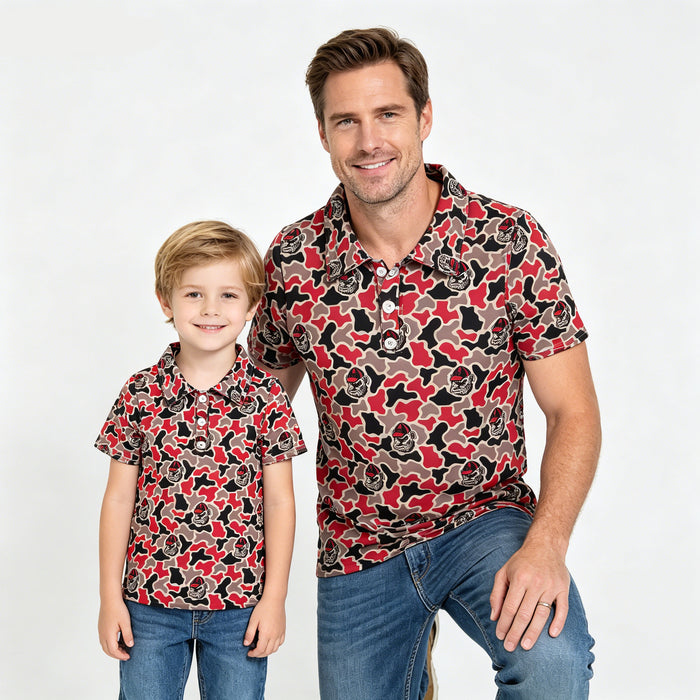 Matching Father & Son Polo Shirts - Sport Team Georgia Camo Short Sleeve Top