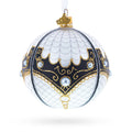 Mother Of Pearl on White Glass Ball Christmas Ornament 4 Inches