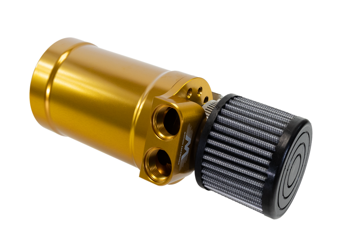Motion Raceworks Top Loader Billet Oil Catch Can Gold Anodized ( Dual 10 AN Port ) - Motion Raceworks
